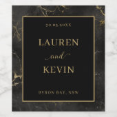 Zwart marmeren agaat gouden rand wijn etiket (Enkel label)