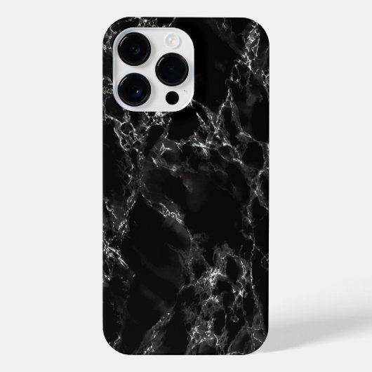 Zwart Marmeren iPhone Case Hoesje (Achterkant)