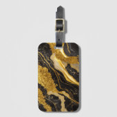 Zwart marmeren patroon met goud bagagelabel (Voorkant (verticaal))