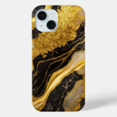 Zwart marmeren patroon met goud Case-Mate iPhone case (Achterkant)