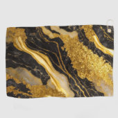 Zwart marmeren patroon met goud golfhanddoek (Horizontaal)