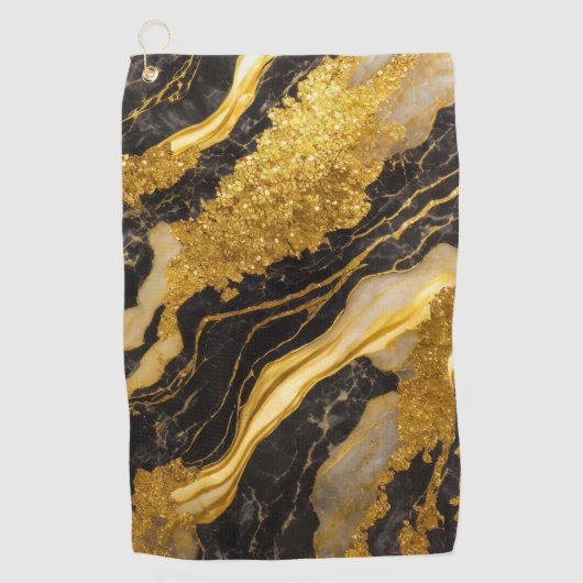 Zwart marmeren patroon met goud golfhanddoek (Voorkant)