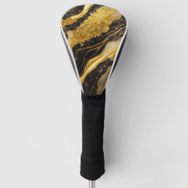 Zwart marmeren patroon met goud golfheadcover