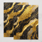 Zwart marmeren patroon met goud kaart (Voorkant / Achterkant)