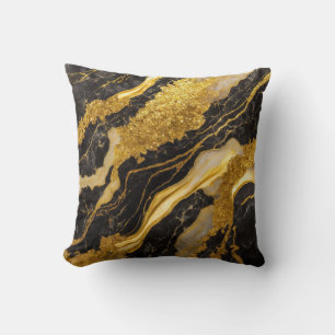 Zwart marmeren patroon met goud kussen
