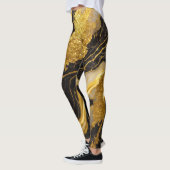 Zwart marmeren patroon met goud leggings (Links)