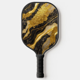 Zwart marmeren patroon met goud pickleball paddle