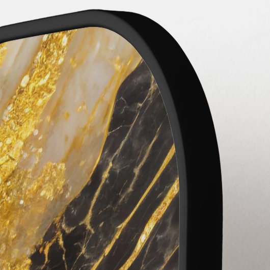 Zwart marmeren patroon met goud pickleball paddle (Links Detail)