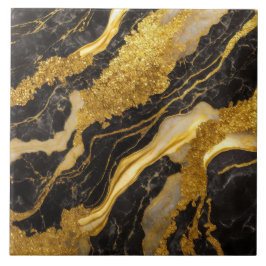 Zwart marmeren patroon met goud tegeltje