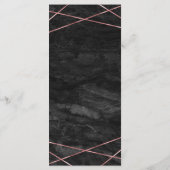 Zwart Marmeren Roos Gouden Lijn Geometrische Bruil Menu (Achterkant)