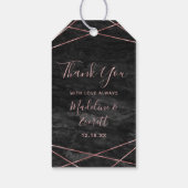 Zwart Marmeren Roos Gouden Lijnen Geo Bruiloft Dan Cadeaulabel (Achterkant)