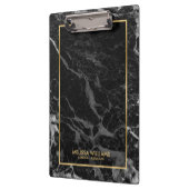 Zwart Marmeren Steen Textuur Gouden Rand Klembord (Links)