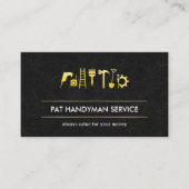 Zwart Marmeren Textuur Goud Handyman Gereedschapsl Visitekaartje (Voorkant)