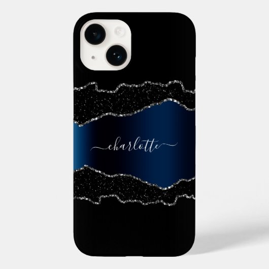 Zwart marmernaamscript voor marmer Case-Mate iPhone case (Achterkant)