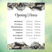 Zwart marmerontwerp openingstijden raamkoeling raamsticker (Vel 3)