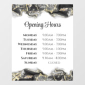 Zwart marmerontwerp openingstijden raamkoeling raamsticker (Vel)