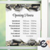 Zwart marmerontwerp openingstijden raamkoeling raamsticker (Huis)