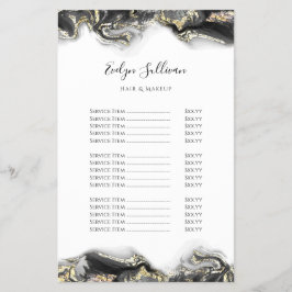 Zwart marmerontwerp prijslijst flyer