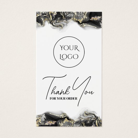 Zwart marmerontwerp visitekaartje (Voorkant)