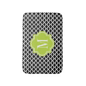 Zwart Marokkaans patroonpatroon met kalkgroen mono Badmat (Voorkant Verticaal)