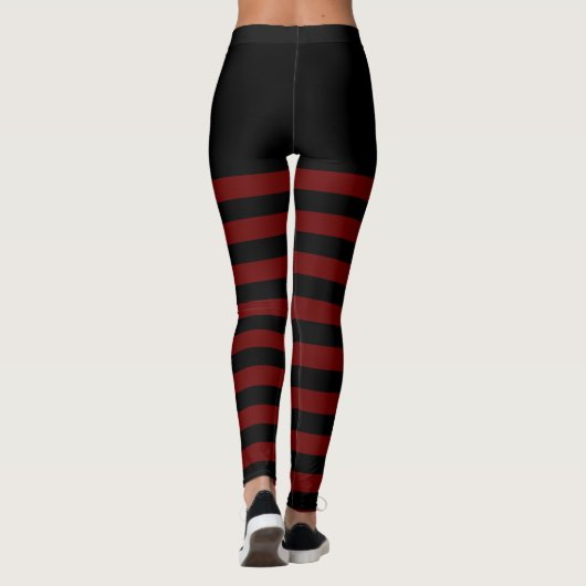 Zwart & Maroon Gestreept Leggings (Achterkant)