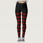 Zwart & Maroon Gestreept Leggings (Voorkant)