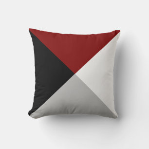 Zwart Maroon Grijs & Witte Abstracte Geometrische  Kussen