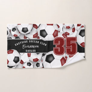 zwart maroon team kleuren Veel voetballen Handdoek