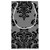 Zwart masker op grijs patroon klein cadeauzakje (Achterkant)