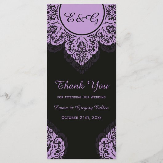 Zwart masker op lila paarse menukaart (Achterkant)