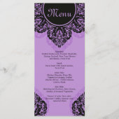 Zwart masker op lila paarse menukaart (Voorkant)