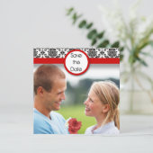 Zwart masker op witte rode rand sparen de datum save the date (Staand voorkant)