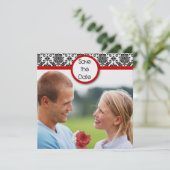 Zwart masker op witte rode rand sparen de datum save the date (Staand voorkant)