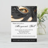 Zwart Maskerade Masker Bal Kostuum Halloween Kaart (Staand voorkant)