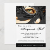 Zwart Maskerade Masker Bal Kostuum Halloween Kaart (Voorkant / Achterkant)