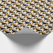 Zwart, mat goud en wit paard cadeaupapier (Hoek)