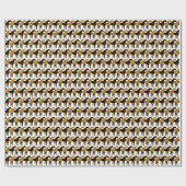 Zwart, mat goud en wit paard cadeaupapier (Vlak)