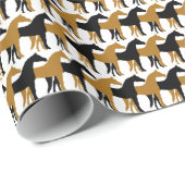 Zwart, mat goud en wit paard cadeaupapier (Rol Hoek)