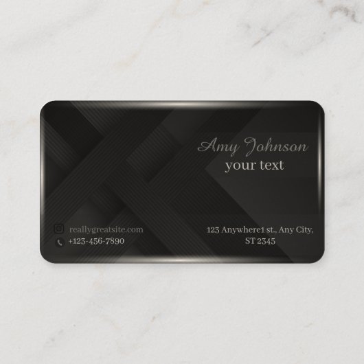 Zwart mat verzonken hart op het oppervlak eleganti visitekaartje (Achterkant)