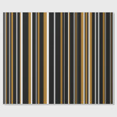 Zwart, matte goud en witte barcode streep cadeaupapier (Vlak)