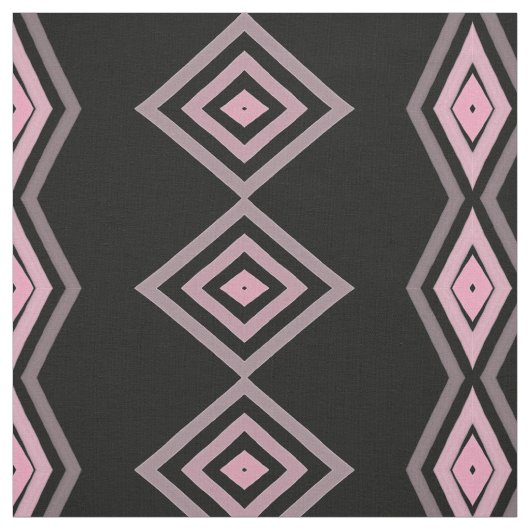 Zwart Mauve en Roze Patterned Stof (Swatch)