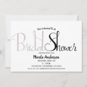 Zwart & Mauve Sering Script Moderne Bruidsdouche Kaart (Voorkant)