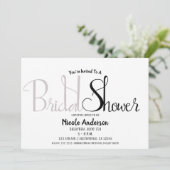 Zwart & Mauve Sering Script Moderne Bruidsdouche Kaart (Staand voorkant)