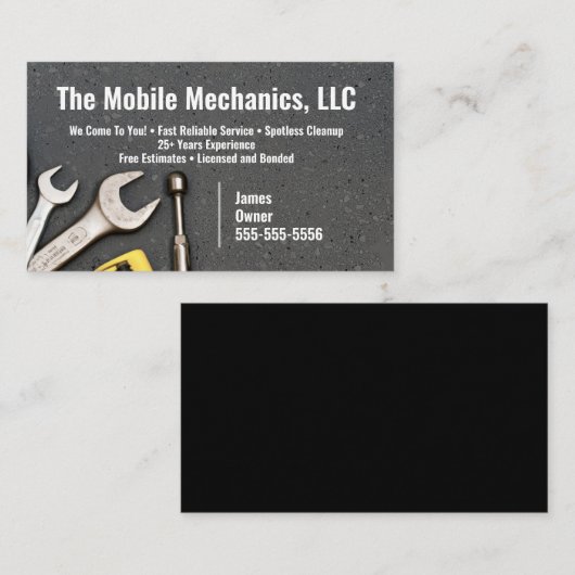 Zwart mechanisch Visitekaartje (Voorkant / Achterkant)