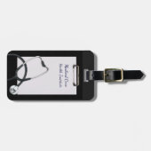 Zwart medisch klembord met stethoscoop bagagelabel (Voorkant horizontaal)