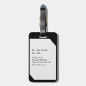 Zwart medisch klembord met stethoscoop bagagelabel (Achterkant verticaal)