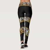 Zwart Medusa Leopard en Gouden Tassel Zwart Leggings (Achterkant)