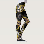 Zwart Medusa Leopard en Gouden Tassel Zwart Leggings (Rechts)