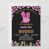 Zwart Meisje Afgerond Eerste Rodeo 1e Verjaardagsf Kaart (Voorkant)