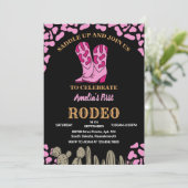 Zwart Meisje Afgerond Eerste Rodeo 1e Verjaardagsf Kaart (Staand voorkant)